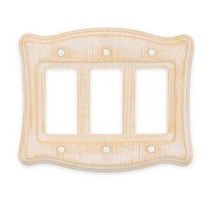 Allen + Roth 3-Gang Wall Plate Distressed White Wood Rustic Farmhouse